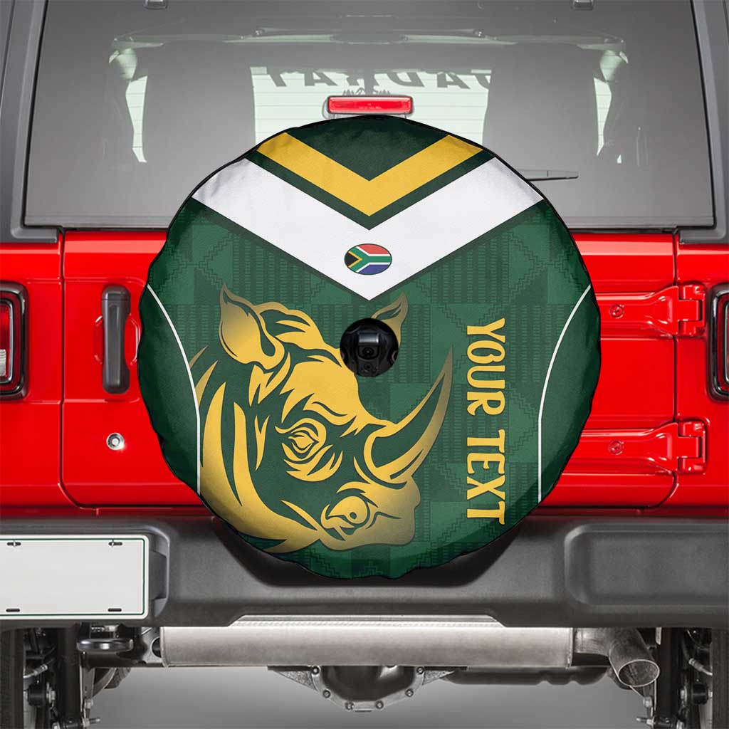 South Africa Rugby Custom Spare Tire Cover Springboks Kente Rhino Symbol LT14