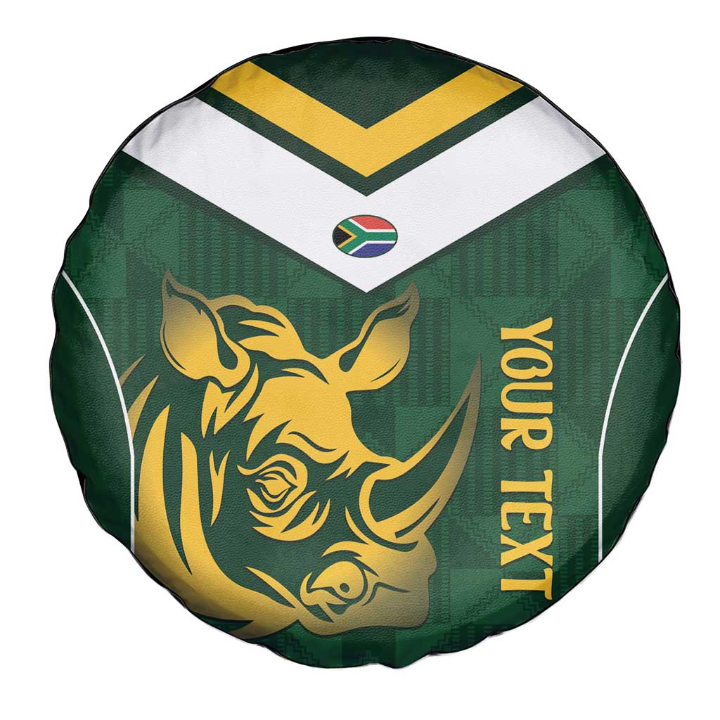 South Africa Rugby Custom Spare Tire Cover Springboks Kente Rhino Symbol LT14