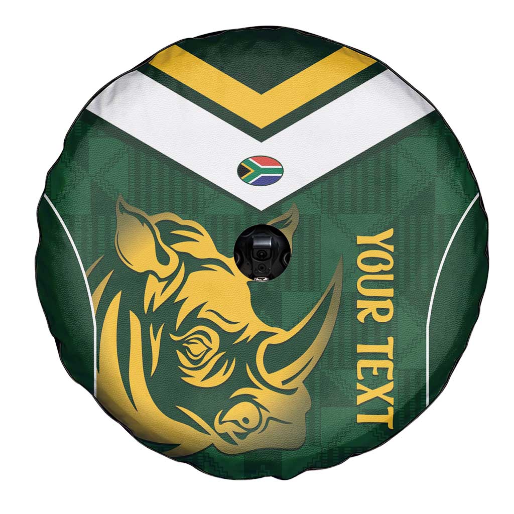 South Africa Rugby Custom Spare Tire Cover Springboks Kente Rhino Symbol LT14
