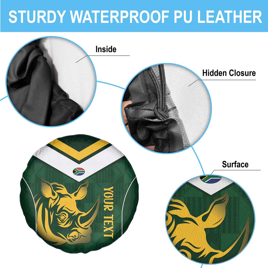 South Africa Rugby Custom Spare Tire Cover Springboks Kente Rhino Symbol LT14