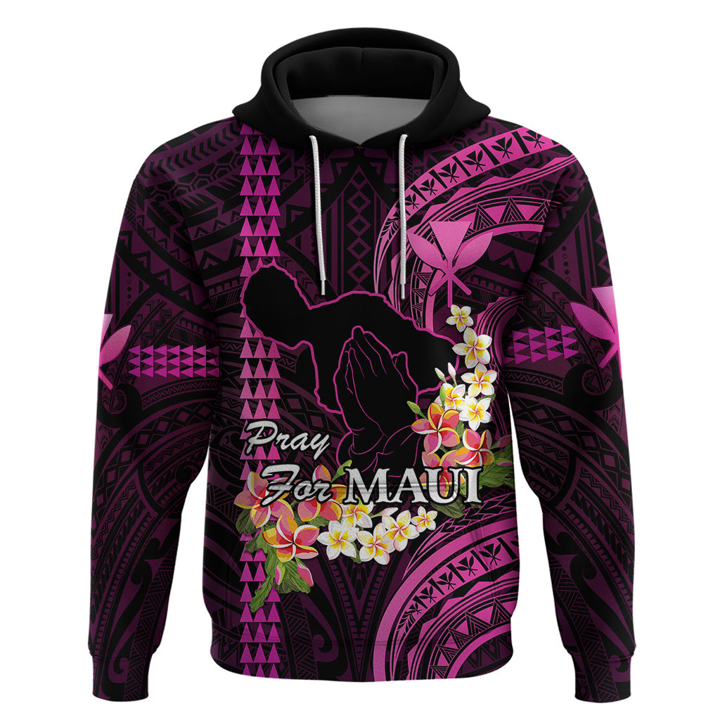 Hawaii Hoodie Pray For Maui Hawaiian Plumeria Be Strong Pink Verison LT14