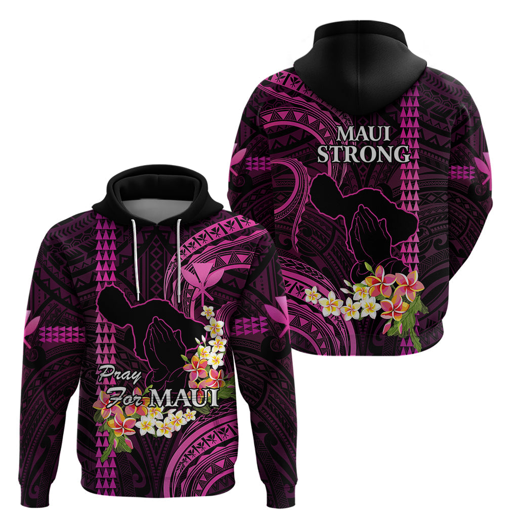 Hawaii Hoodie Pray For Maui Hawaiian Plumeria Be Strong Pink Verison LT14