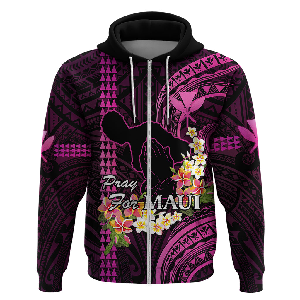 Hawaii Hoodie Pray For Maui Hawaiian Plumeria Be Strong Pink Verison LT14