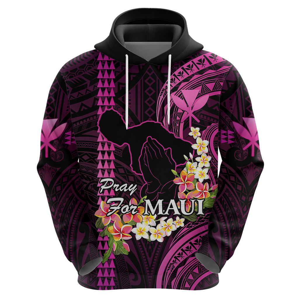 Hawaii Hoodie Pray For Maui Hawaiian Plumeria Be Strong Pink Verison LT14