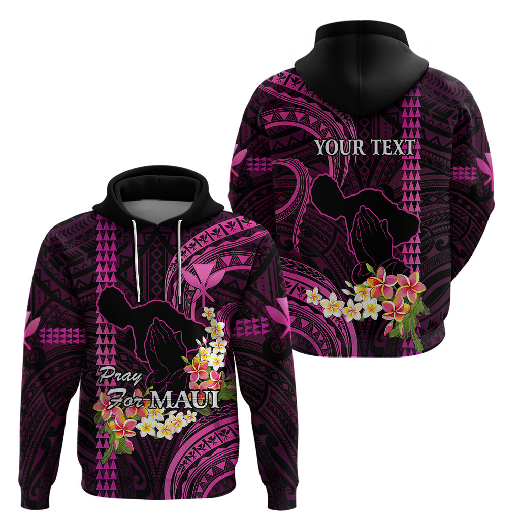 Personalised Hawaii Hoodie Pray For Maui Hawaiian Plumeria Be Strong Pink Verison LT14