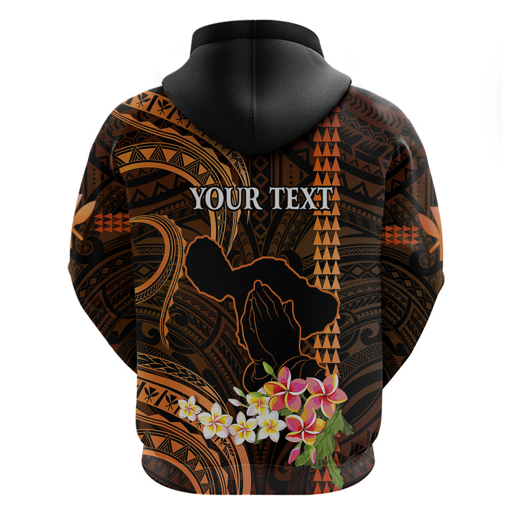 Personalised Hawaii Hoodie Pray For Maui Hawaiian Plumeria Be Strong Gold Verison LT14
