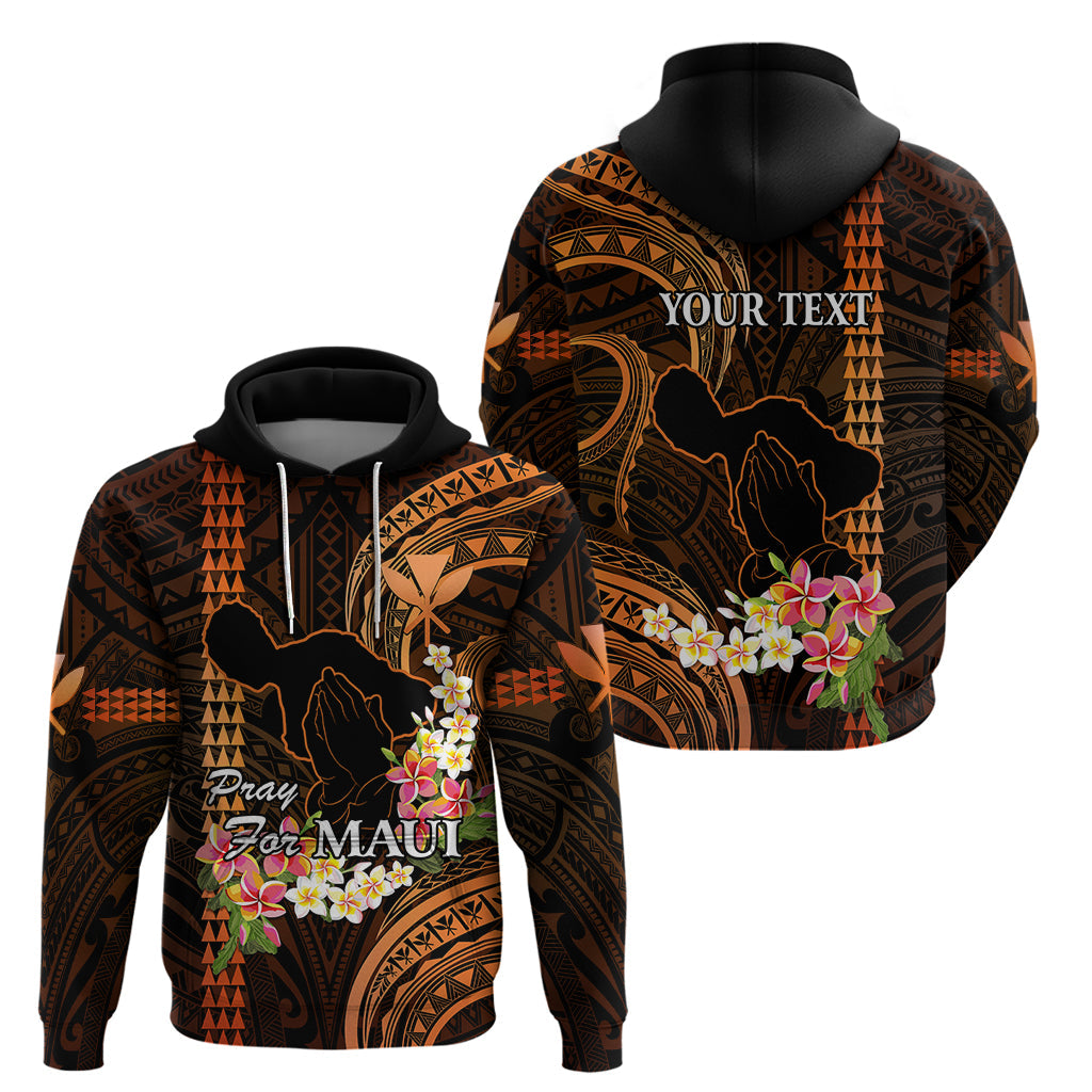 Personalised Hawaii Hoodie Pray For Maui Hawaiian Plumeria Be Strong Gold Verison LT14