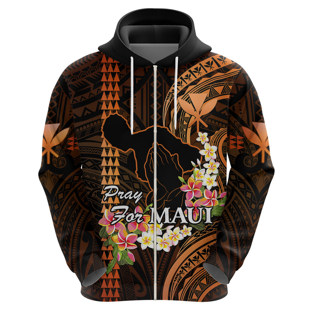 Personalised Hawaii Hoodie Pray For Maui Hawaiian Plumeria Be Strong Gold Verison LT14