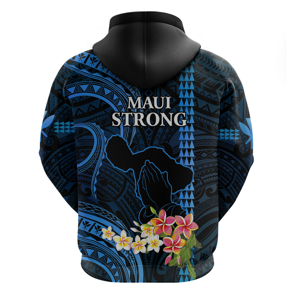 Hawaii Hoodie Pray For Maui Hawaiian Plumeria Be Strong Blue Verison LT14