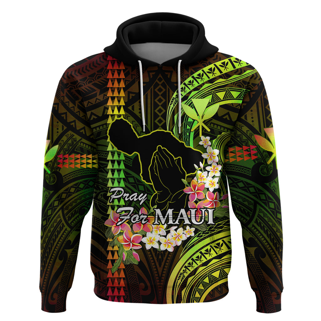 Hawaii Hoodie Pray For Maui Hawaiian Plumeria Be Strong Reggae Verison LT14