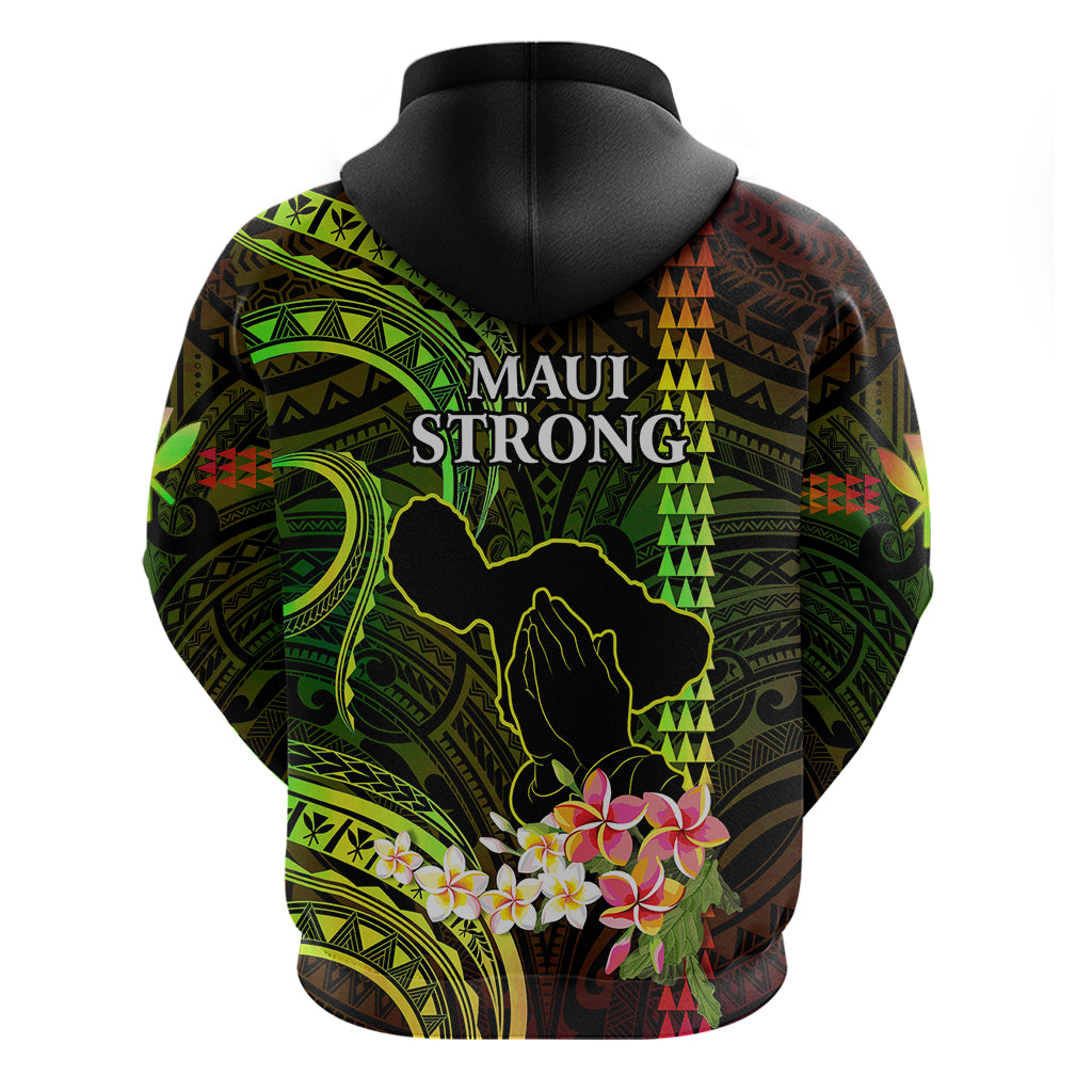Hawaii Hoodie Pray For Maui Hawaiian Plumeria Be Strong Reggae Verison LT14