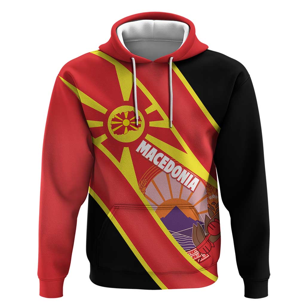 Personalised Macedonia National Day Hoodie New Sun of Liberty Waves Style LT14