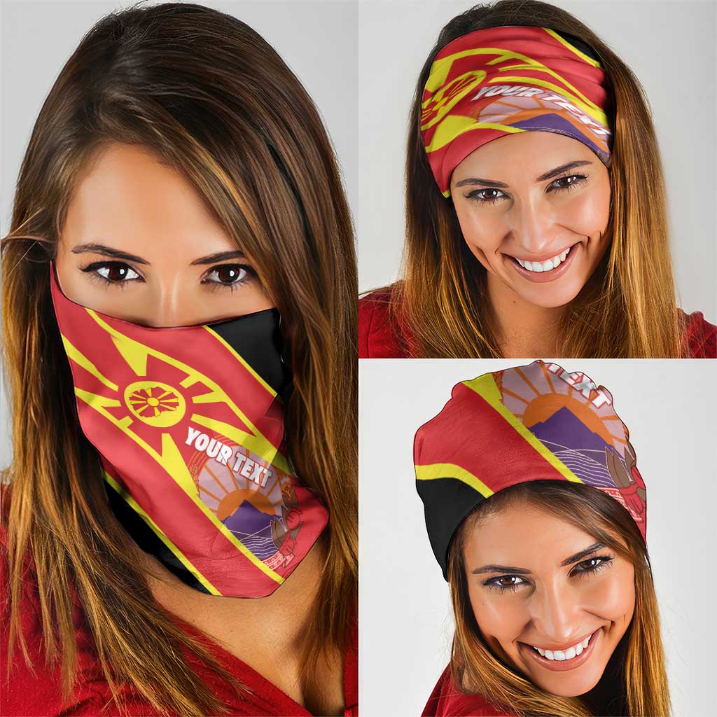 Personalised Macedonia National Day Neck Gaiter New Sun of Liberty Waves Style LT14