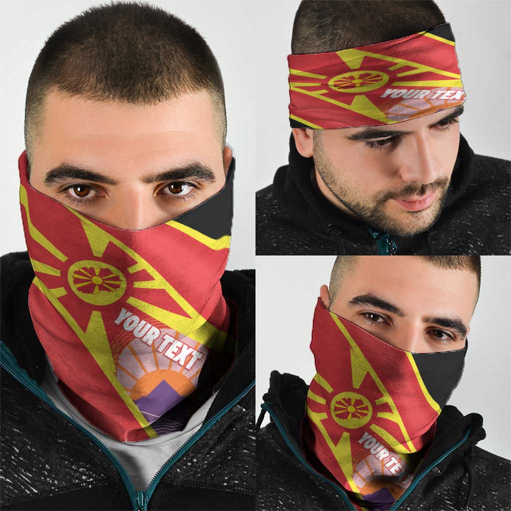 Personalised Macedonia National Day Neck Gaiter New Sun of Liberty Waves Style LT14
