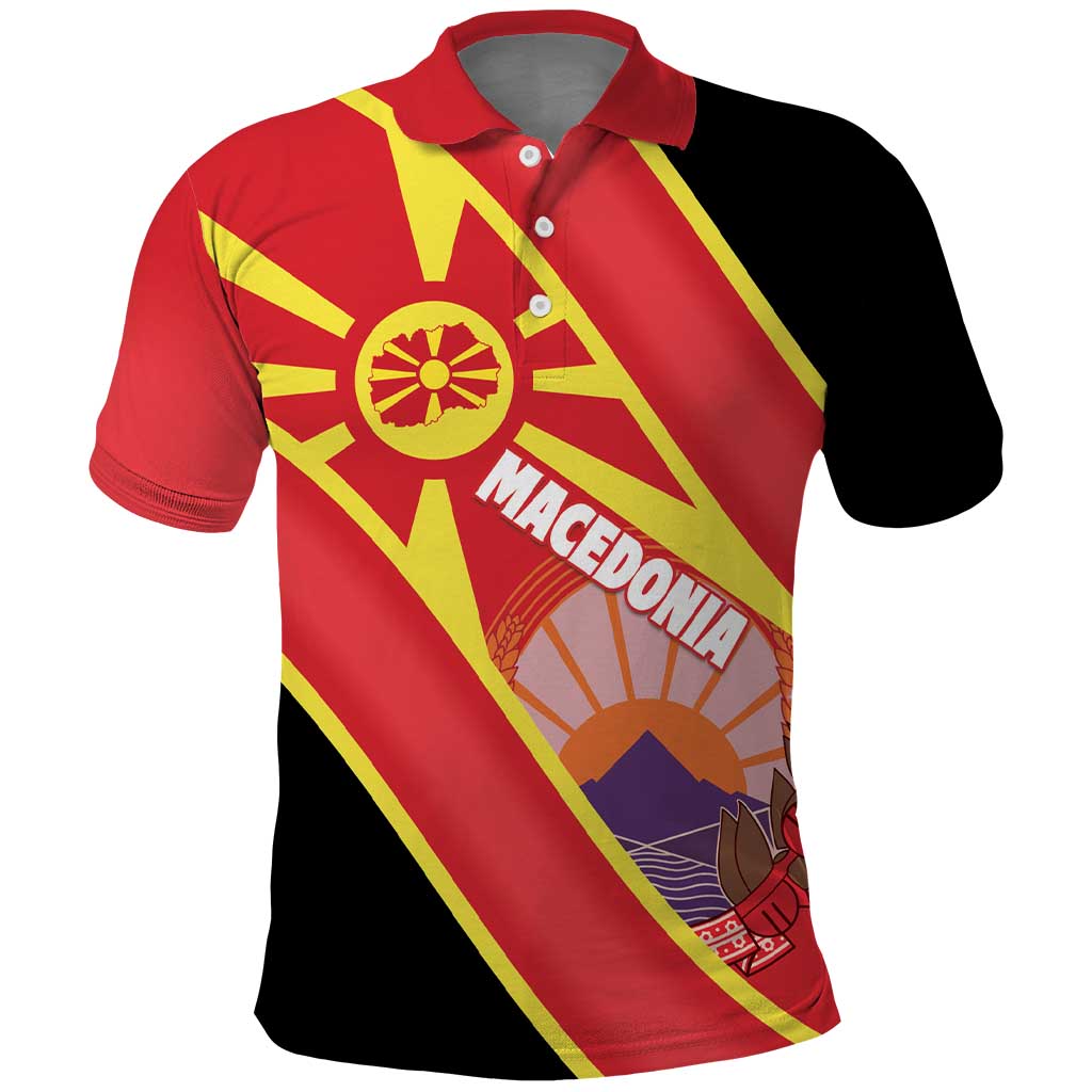 Personalised Macedonia National Day Polo Shirt New Sun of Liberty Waves Style LT14