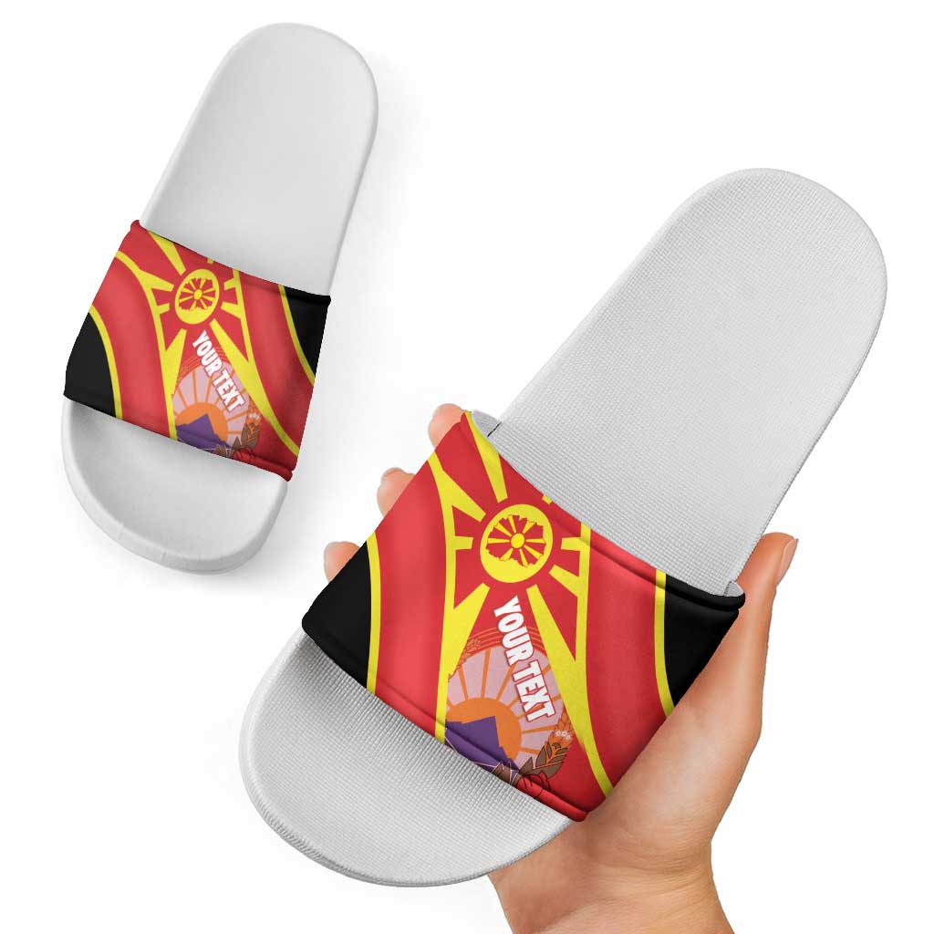 Personalised Macedonia National Day Slide Sandals New Sun of Liberty Waves Style LT14