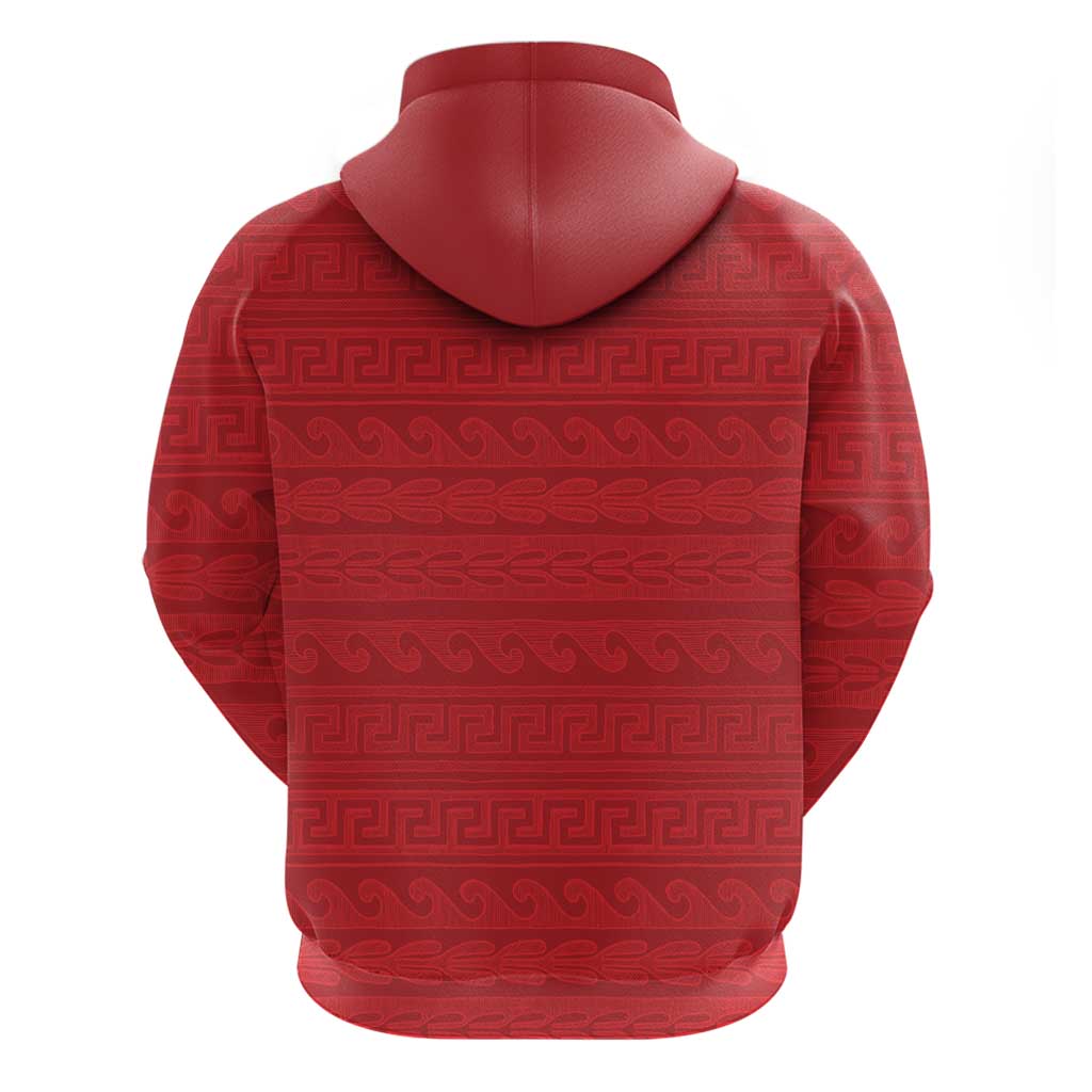 Vergina Sun Macedonia Hoodie Greek Pattern Red LT14