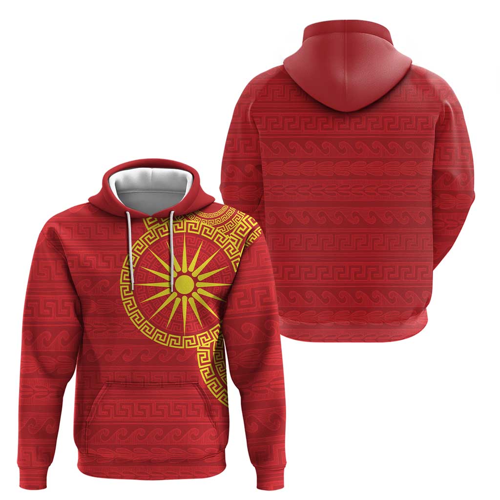 Vergina Sun Macedonia Hoodie Greek Pattern Red LT14