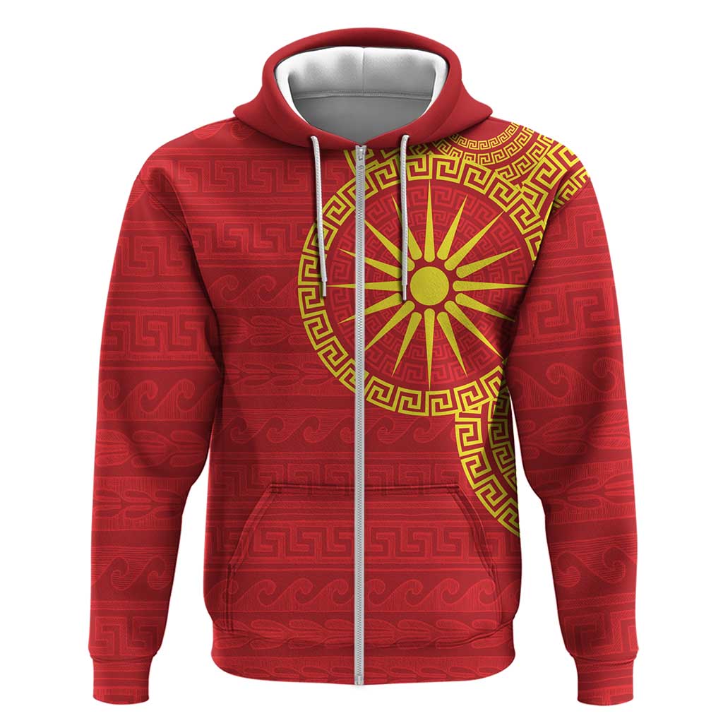 Vergina Sun Macedonia Hoodie Greek Pattern Red LT14