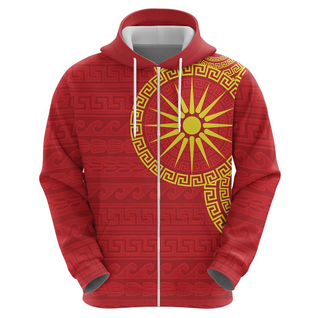 Vergina Sun Macedonia Hoodie Greek Pattern Red LT14