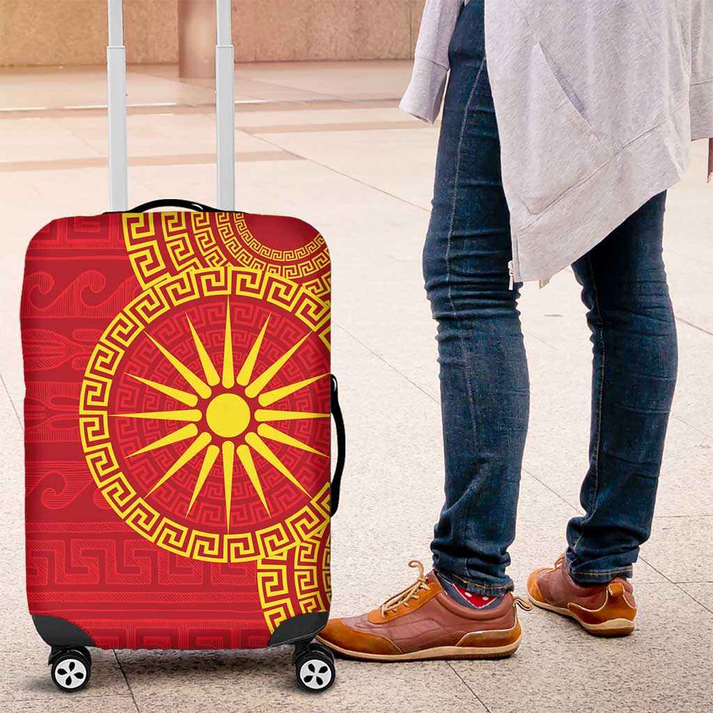 Vergina Sun Macedonia Luggage Cover Greek Pattern Red LT14