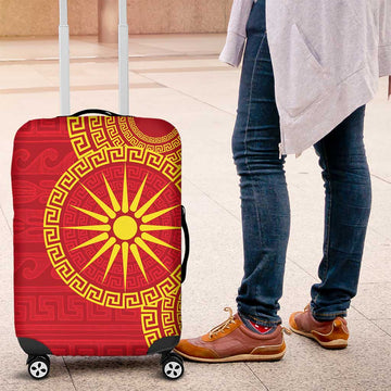 Vergina Sun Macedonia Luggage Cover Greek Pattern Red LT14