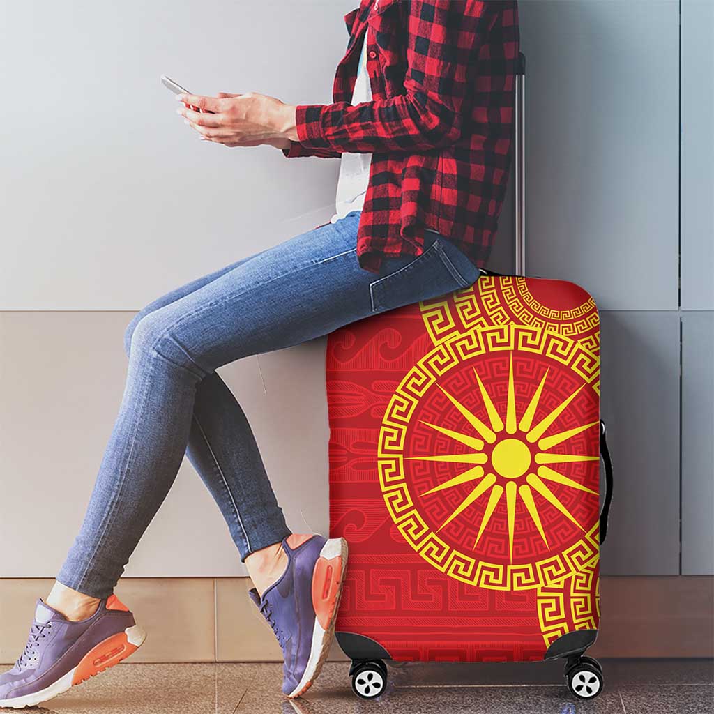 Vergina Sun Macedonia Luggage Cover Greek Pattern Red LT14