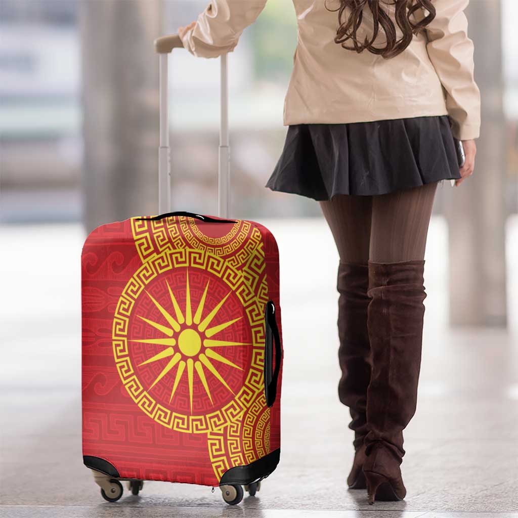 Vergina Sun Macedonia Luggage Cover Greek Pattern Red LT14