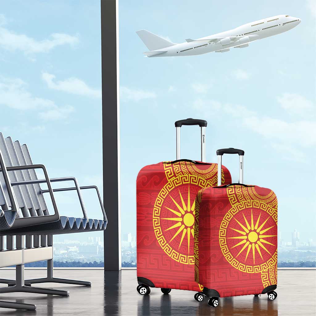 Vergina Sun Macedonia Luggage Cover Greek Pattern Red LT14