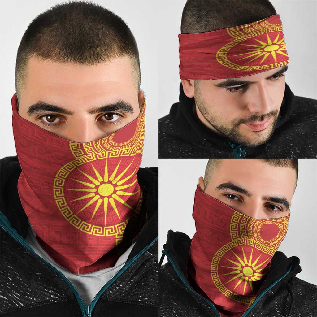 Vergina Sun Macedonia Neck Gaiter Greek Pattern Red LT14