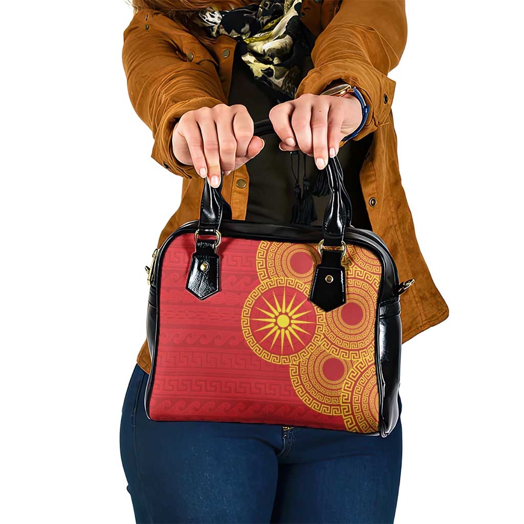 Vergina Sun Macedonia Shoulder Handbag Greek Pattern Red LT14