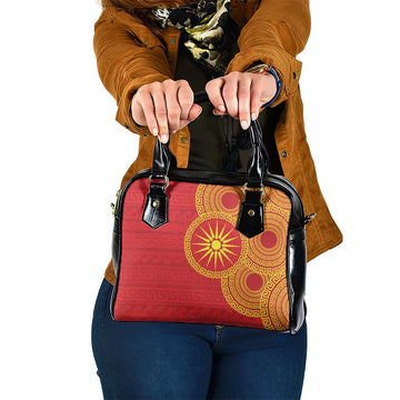 Vergina Sun Macedonia Shoulder Handbag Greek Pattern Red LT14
