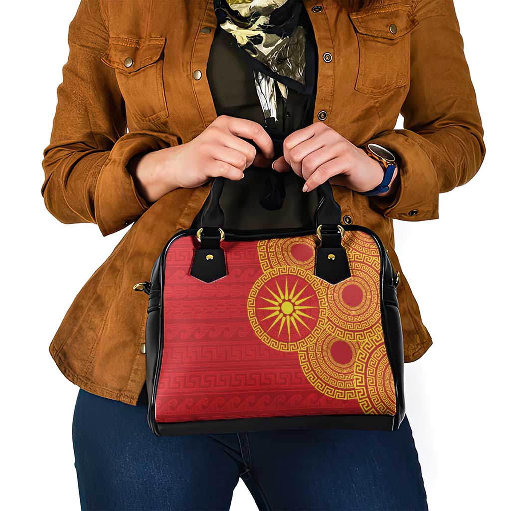 Vergina Sun Macedonia Shoulder Handbag Greek Pattern Red LT14