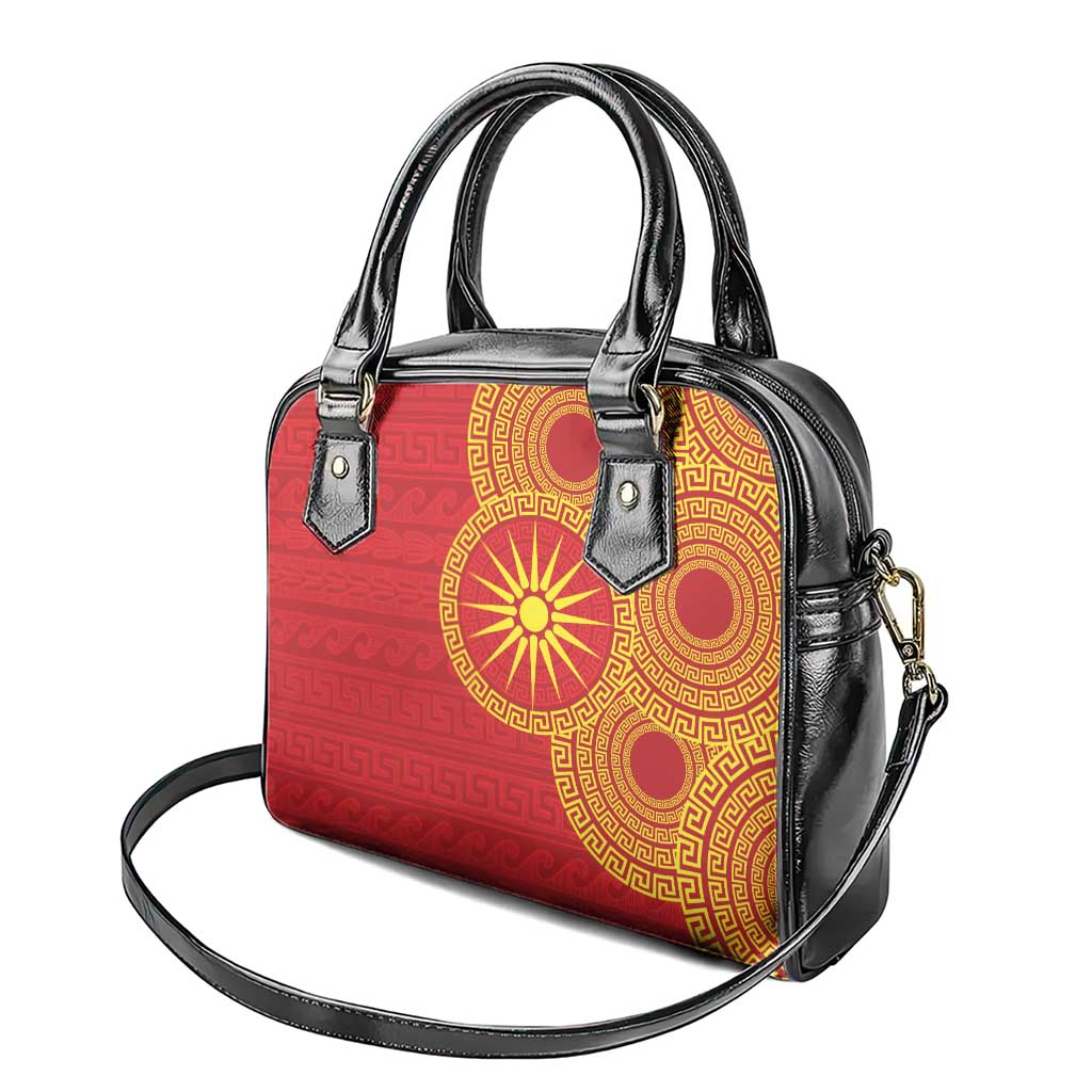 Vergina Sun Macedonia Shoulder Handbag Greek Pattern Red LT14