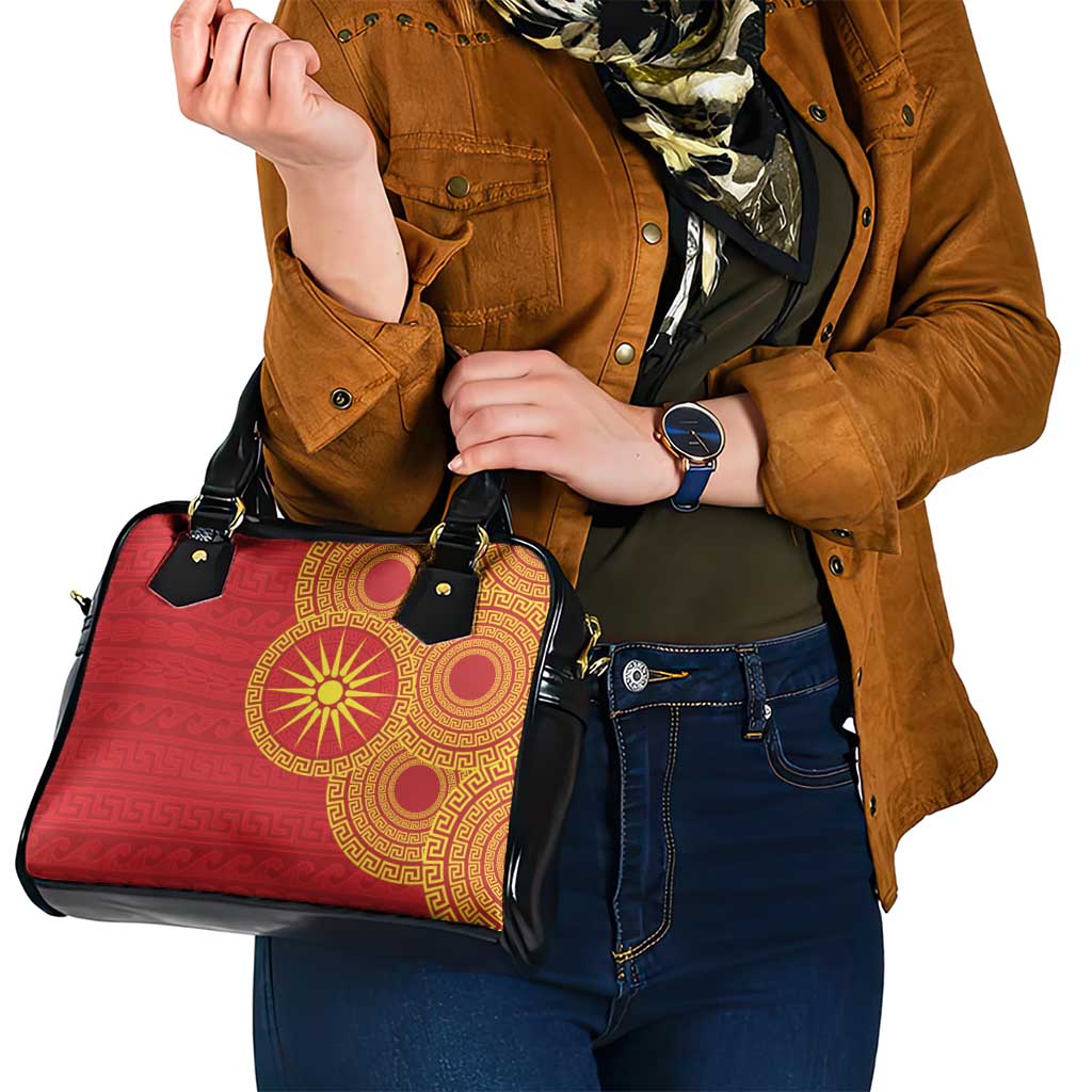 Vergina Sun Macedonia Shoulder Handbag Greek Pattern Red LT14