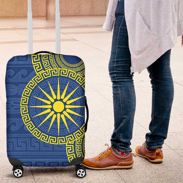 Vergina Sun Macedonia Luggage Cover Greek Pattern Blue LT14