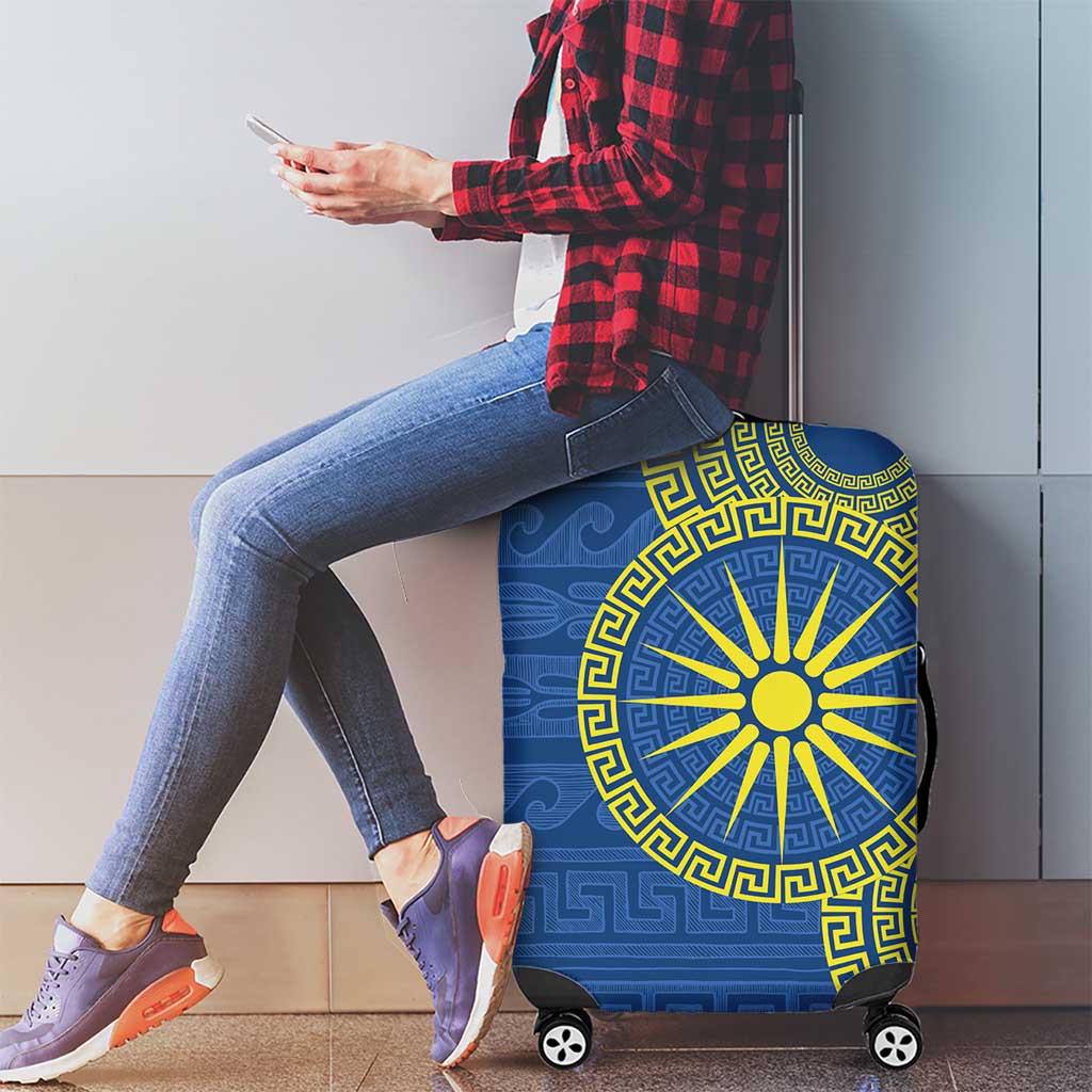 Vergina Sun Macedonia Luggage Cover Greek Pattern Blue LT14