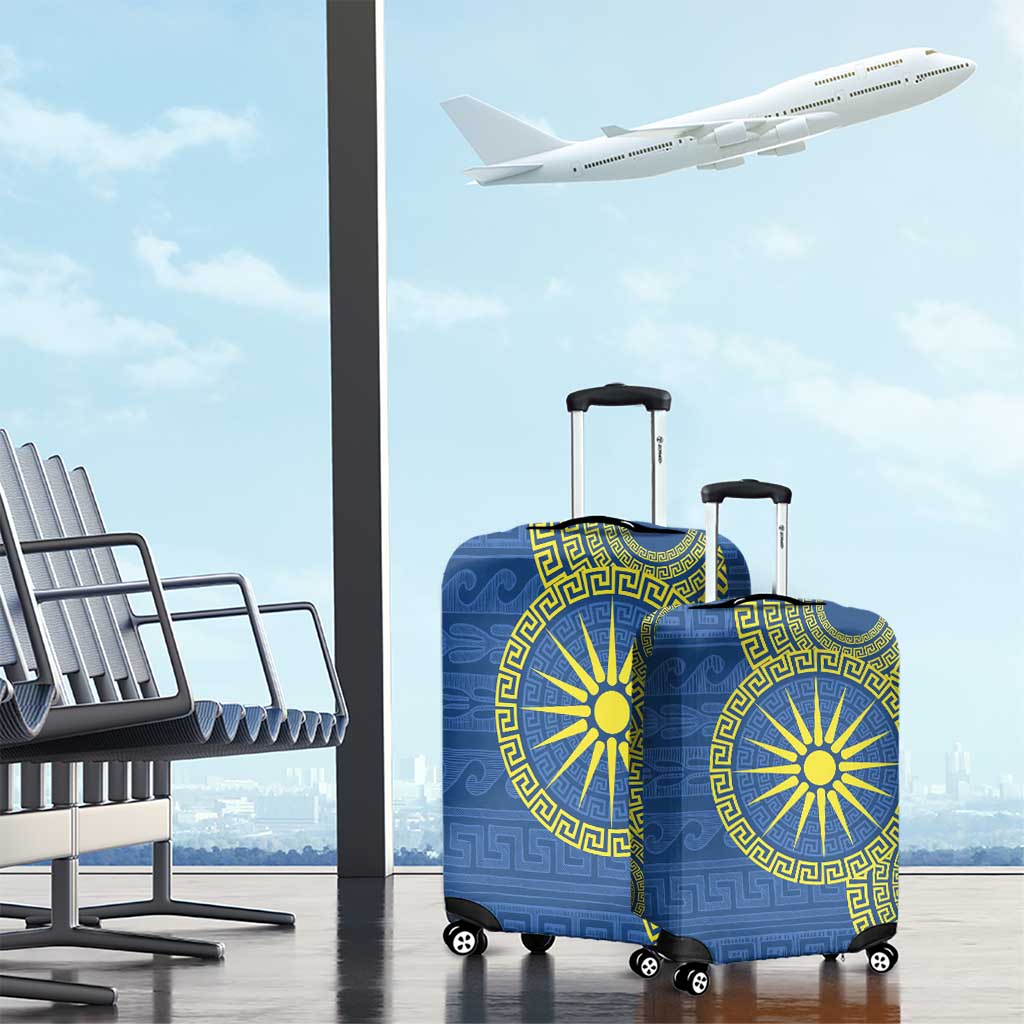 Vergina Sun Macedonia Luggage Cover Greek Pattern Blue LT14