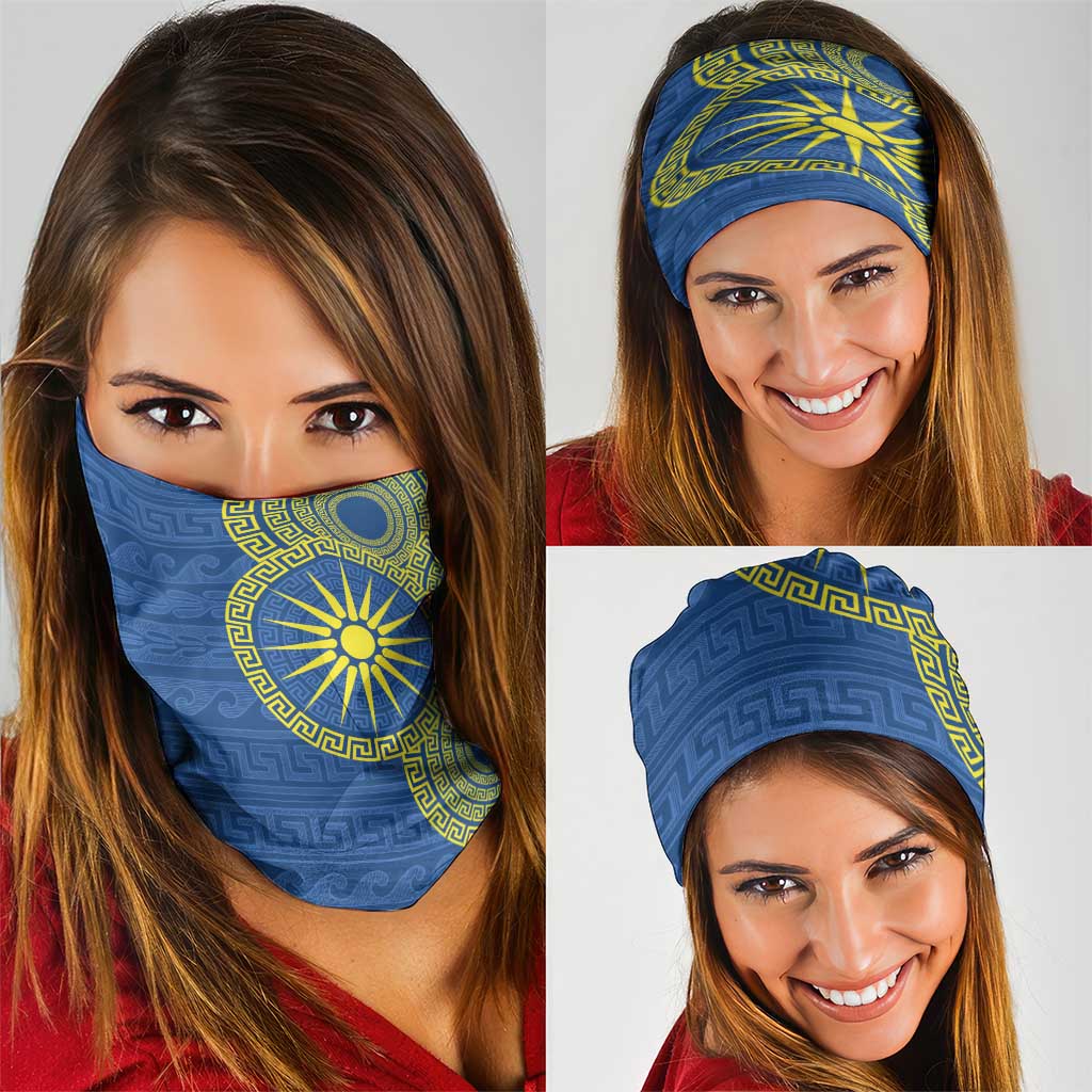 Vergina Sun Macedonia Neck Gaiter Greek Pattern Blue LT14