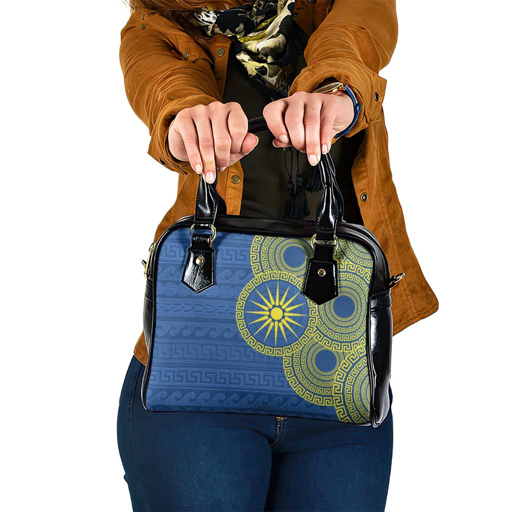 Vergina Sun Macedonia Shoulder Handbag Greek Pattern Blue LT14