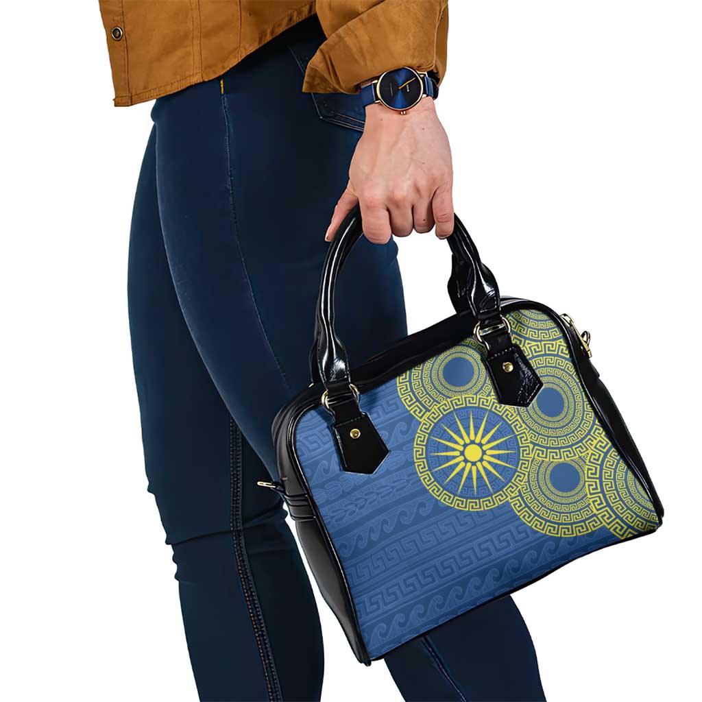 Vergina Sun Macedonia Shoulder Handbag Greek Pattern Blue LT14