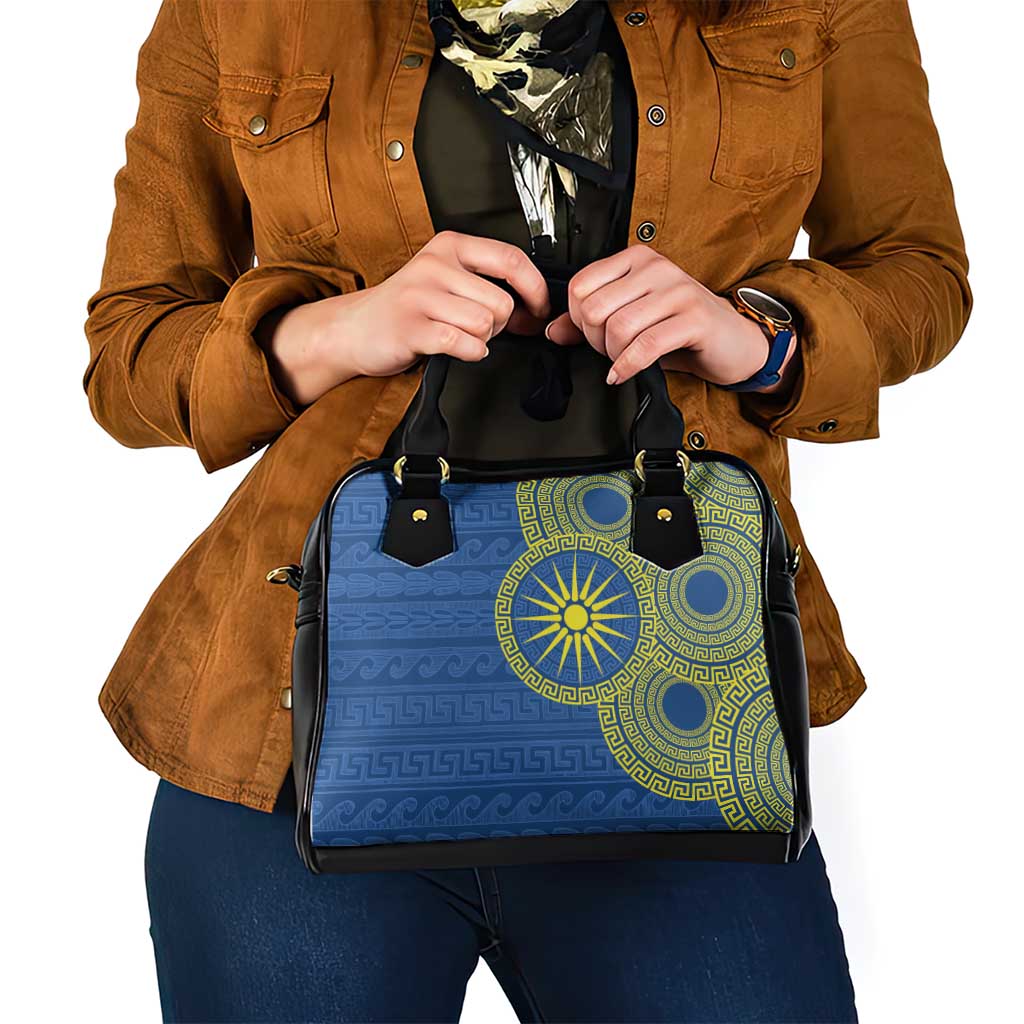 Vergina Sun Macedonia Shoulder Handbag Greek Pattern Blue LT14