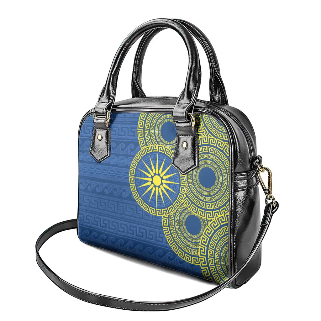 Vergina Sun Macedonia Shoulder Handbag Greek Pattern Blue LT14