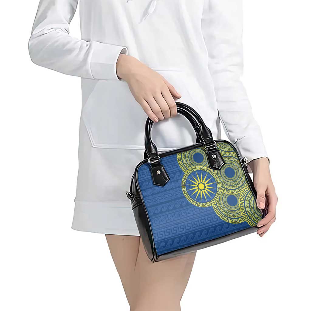 Vergina Sun Macedonia Shoulder Handbag Greek Pattern Blue LT14