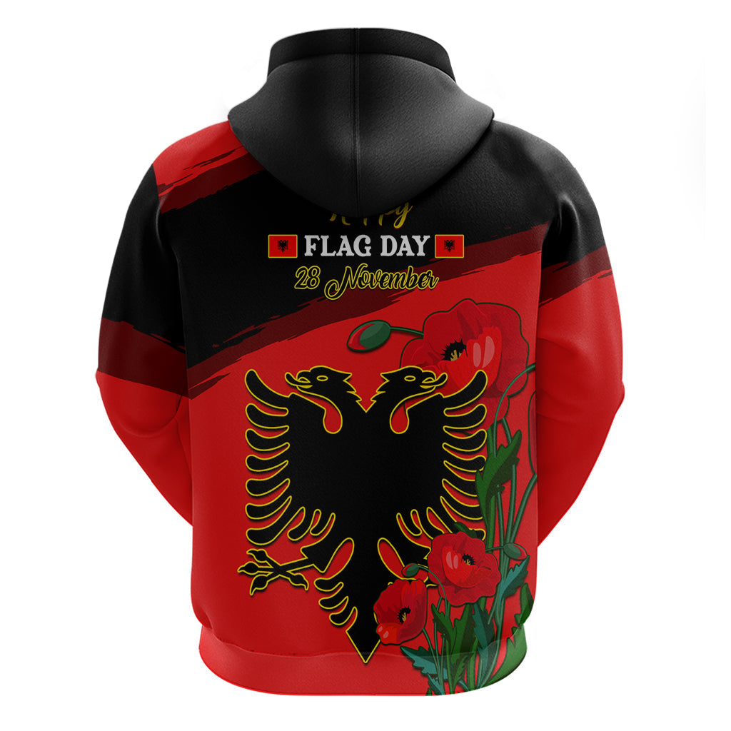 Albania Flag Day Hoodie Albanian Coat Of Arms With Red Poppy LT14
