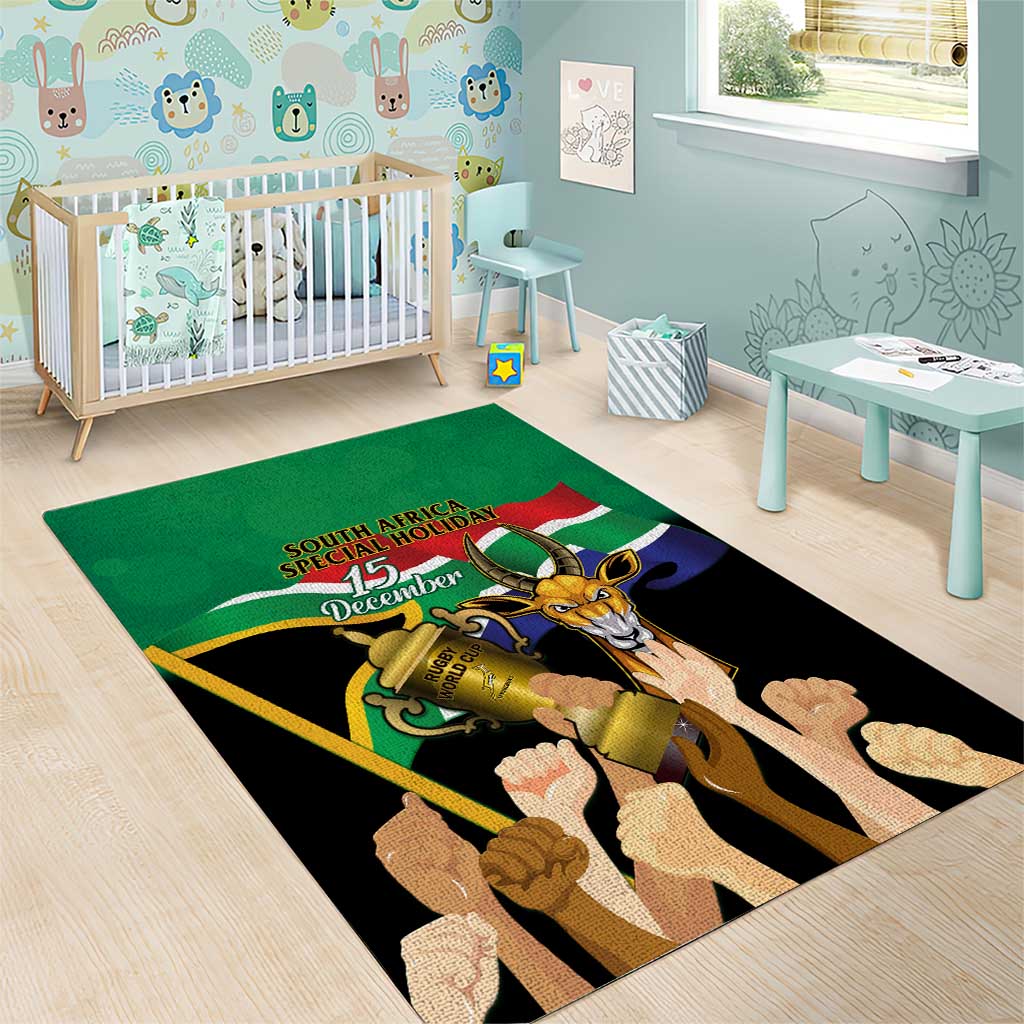South Africa Special Holiday Area Rug Springboks Champions Celebration Rugby Is My Soul LT14