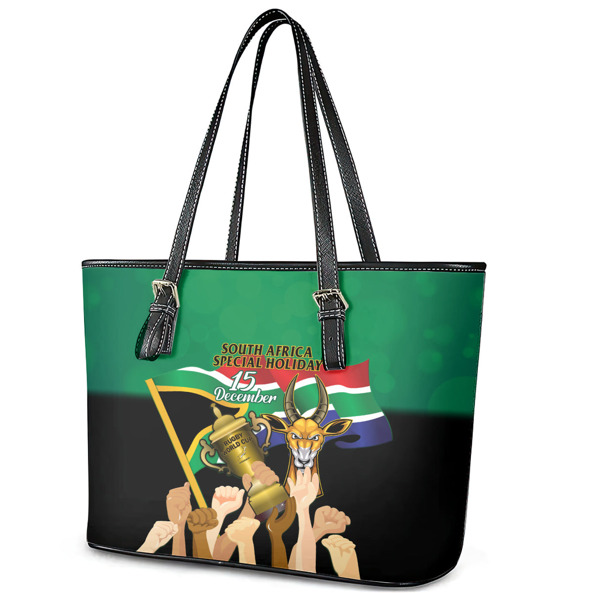 South Africa Special Holiday Leather Tote Bag Springboks Champions Celebration Rugby Is My Soul LT14