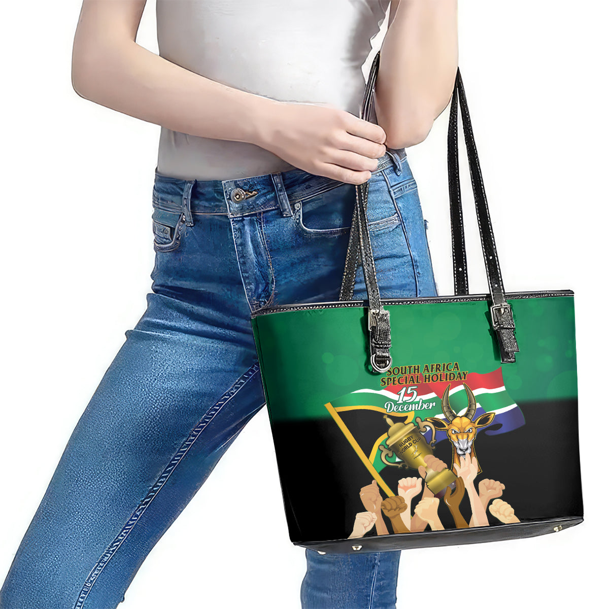 South Africa Special Holiday Leather Tote Bag Springboks Champions Celebration Rugby Is My Soul LT14