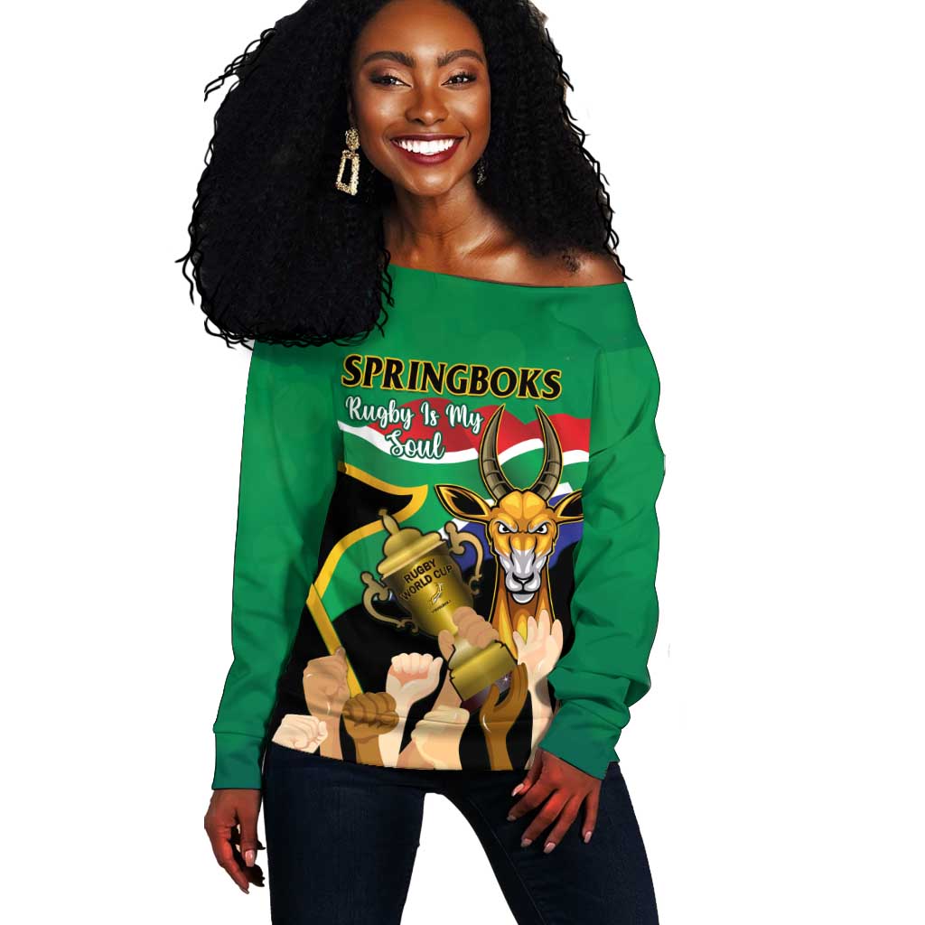 South Africa Special Holiday Off Shoulder Sweater Springboks Champions Celebration Rugby Is My Soul LT14