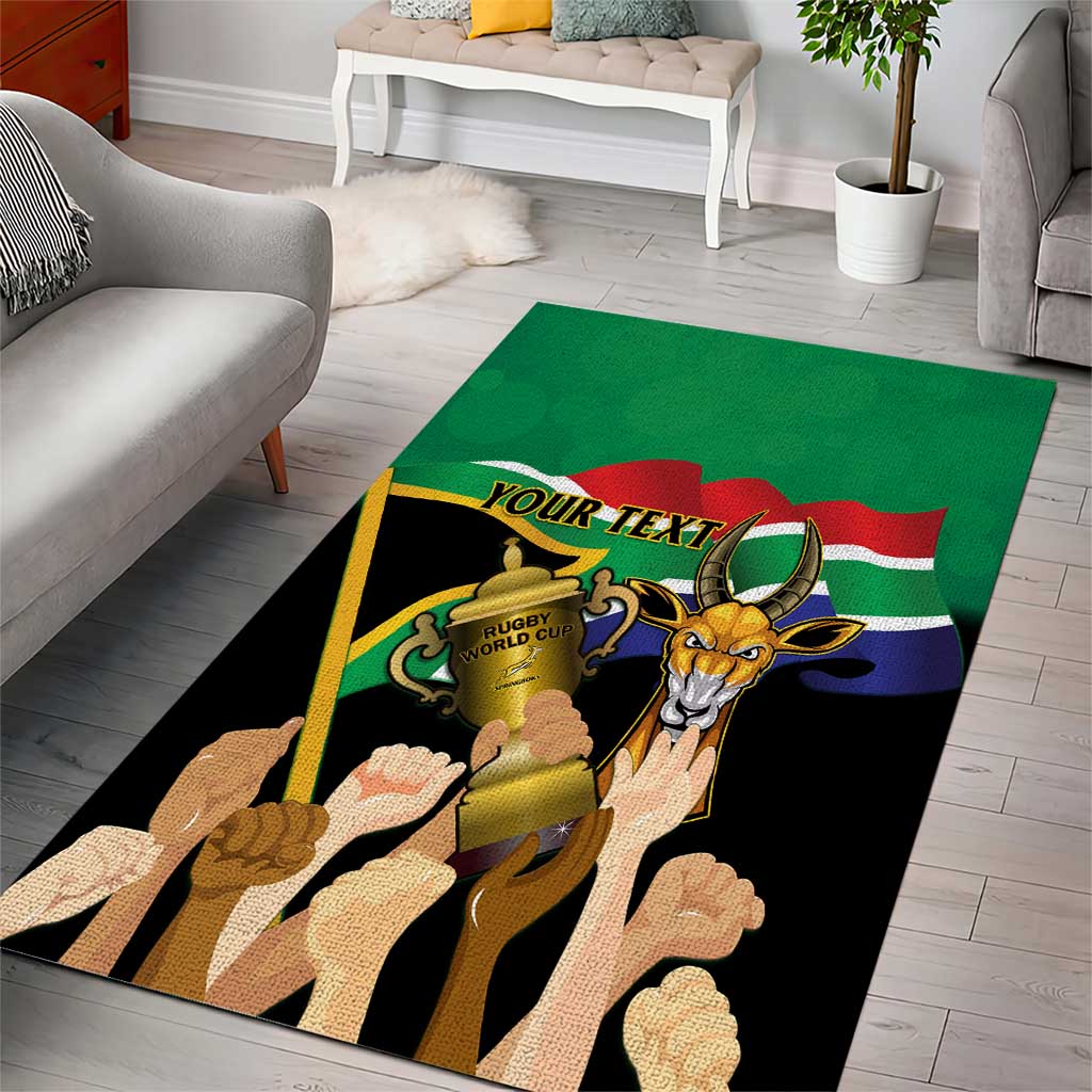 Personalised South Africa Special Holiday Area Rug Springboks Champions Celebration Rugby Is My Soul LT14